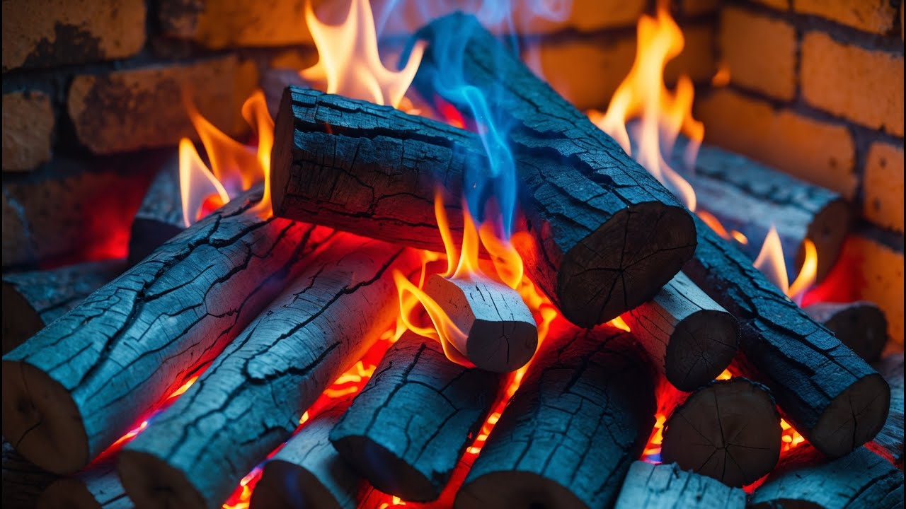 Night Ember Serenity | Relaxing Firewood Sounds with Blue-Orange Fire Glow