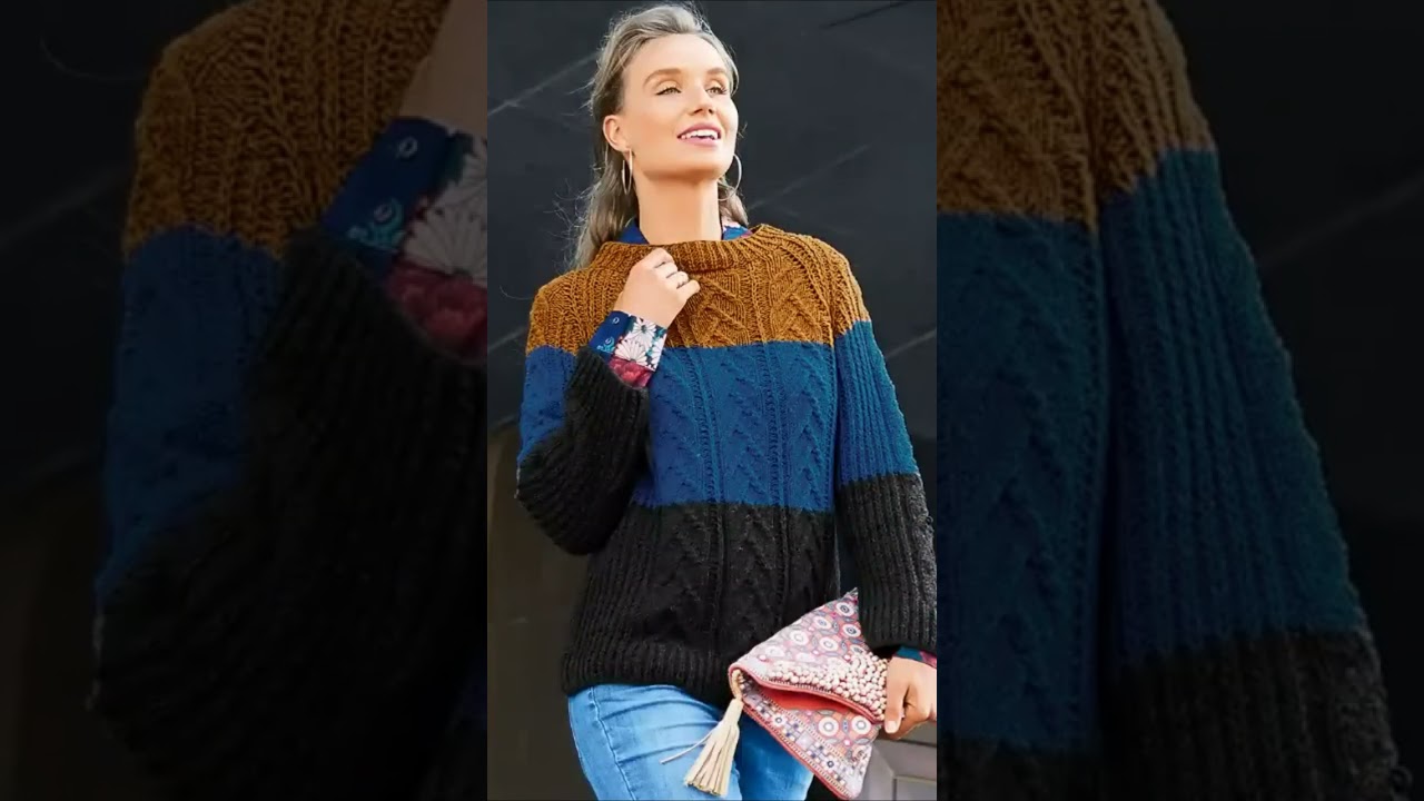 Многоцветное вязание спицами свитеров 4 #knitting