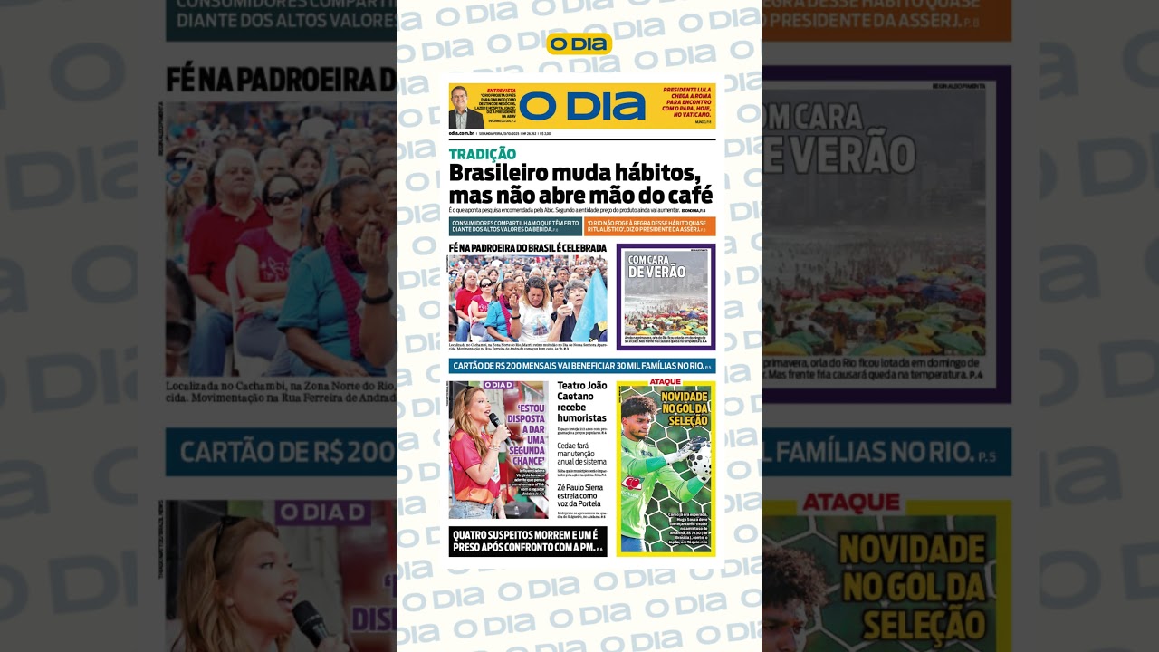 Capa do Jornal O Dia  - 13-10