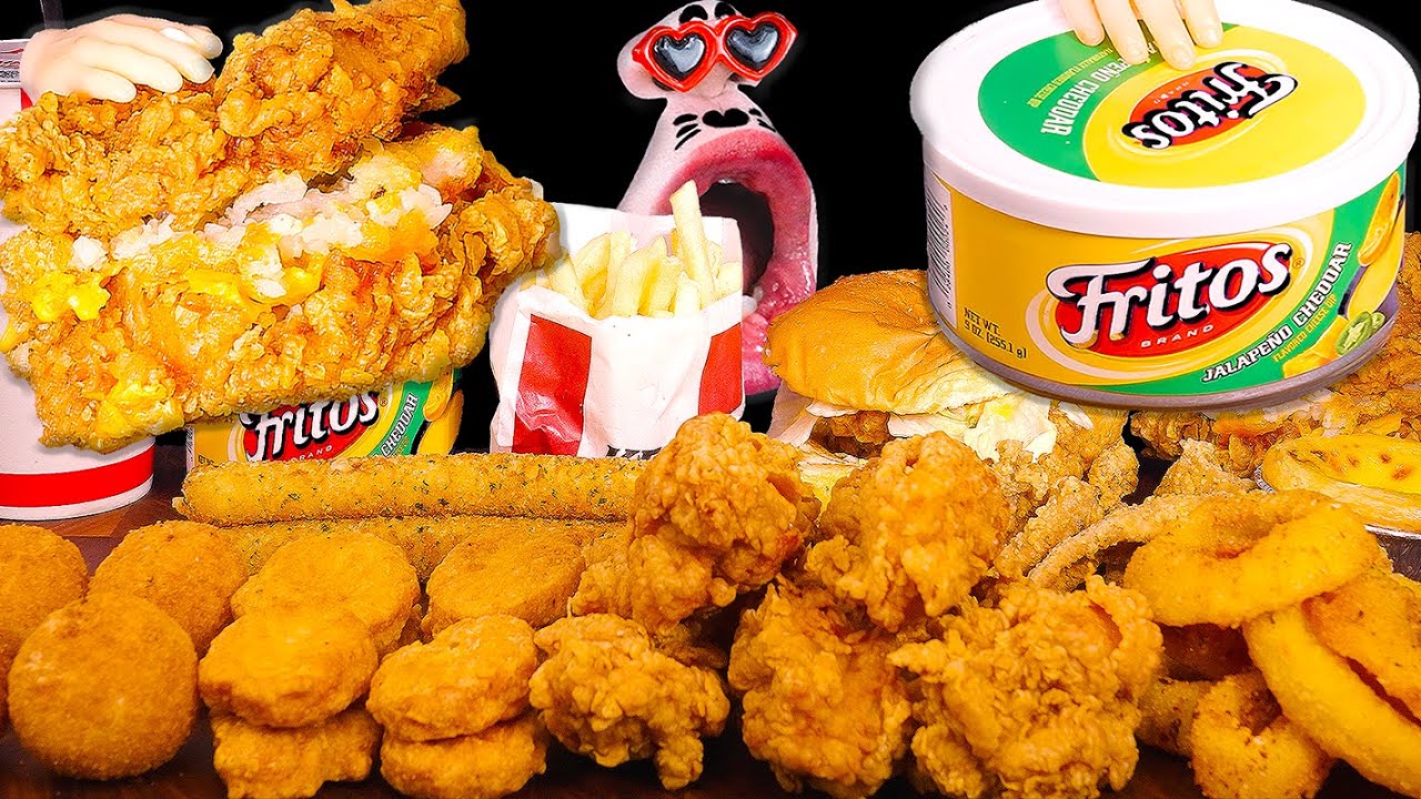 Режим вечеринки KFC включен! 🍗🍔✨ ASMR Mukbang Eating Show :)