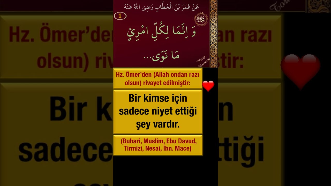 Arap&ccedil;a 40 hadis ezberle / Niyet hadisi