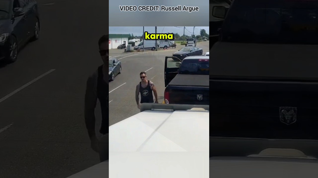 Dude Messes With Trucker & Gets Instant Karma!