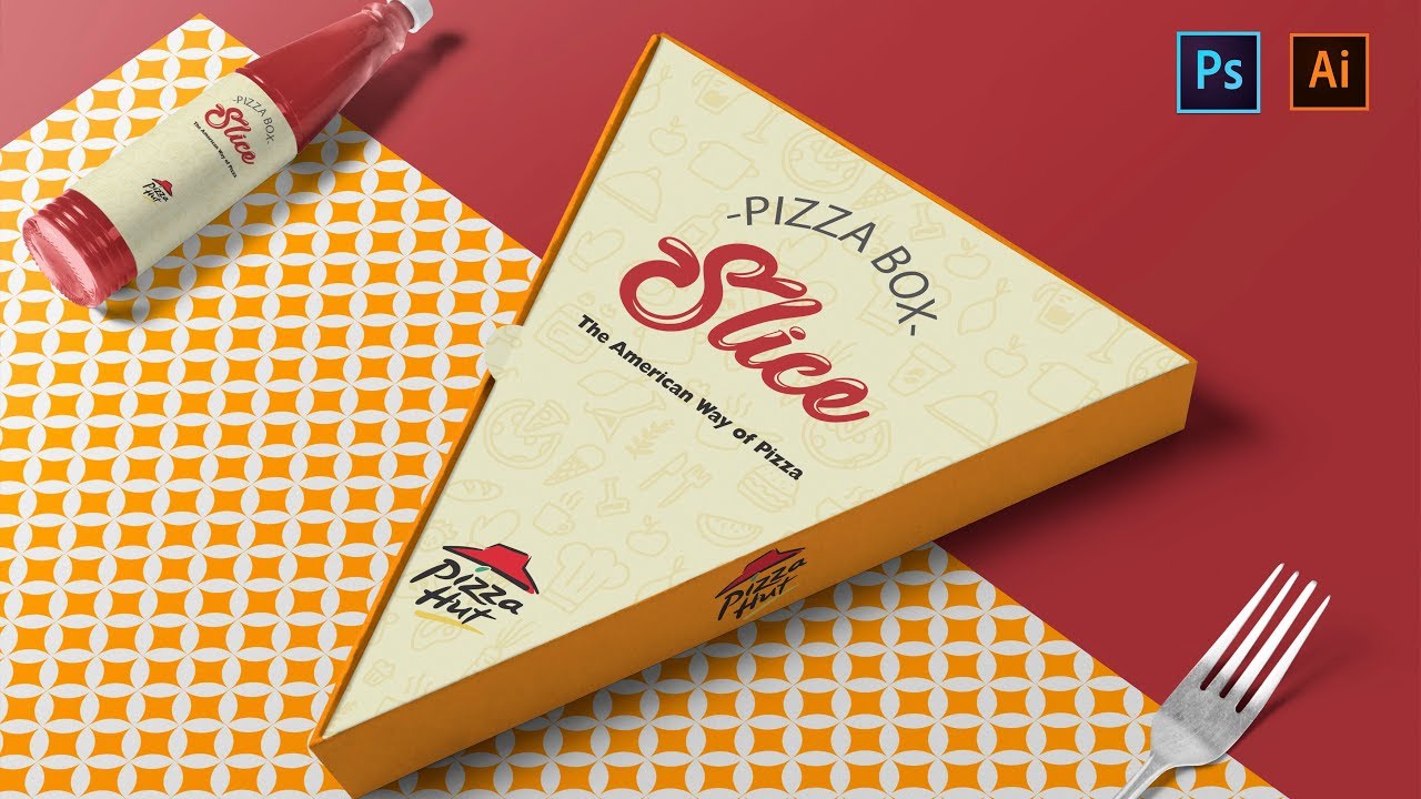 Pizza Slice Box Design and Mockup (A to Z) | Illustrator & Photoshop tutorial