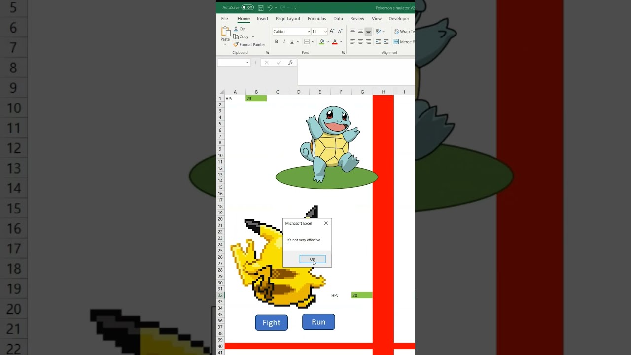 I'm Making a Pokémon Battle Sim in Excel
