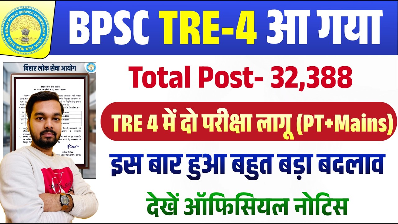 BPSC TRE 4 Vacancy 2026 Out | BPSC TRE 4 Recruitment 2026 Notification | TRE 4 Online Application...