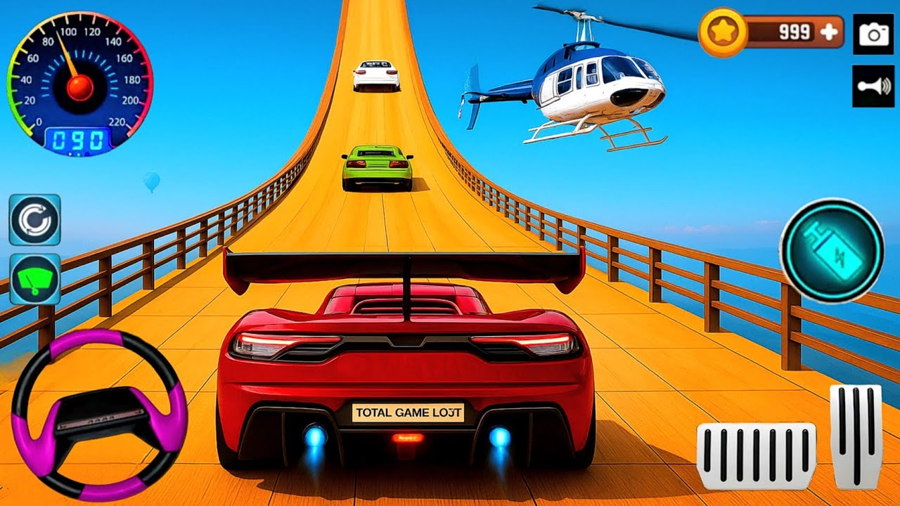 Ramp Red & Helicopter Racing Flyover 3D Gameplay _ Android | Car Stunts Racing Video Simulator Game