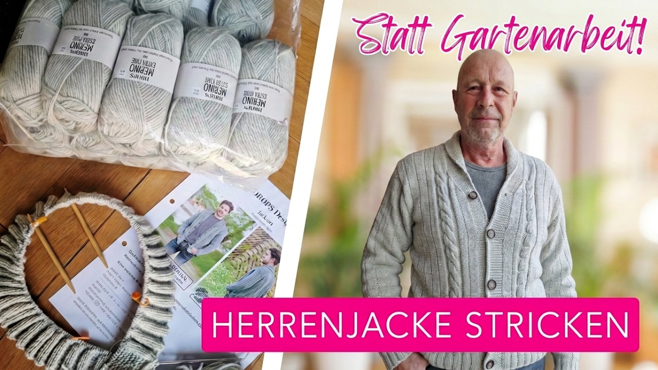 Jacke stricken, statt Gartenarbeit 