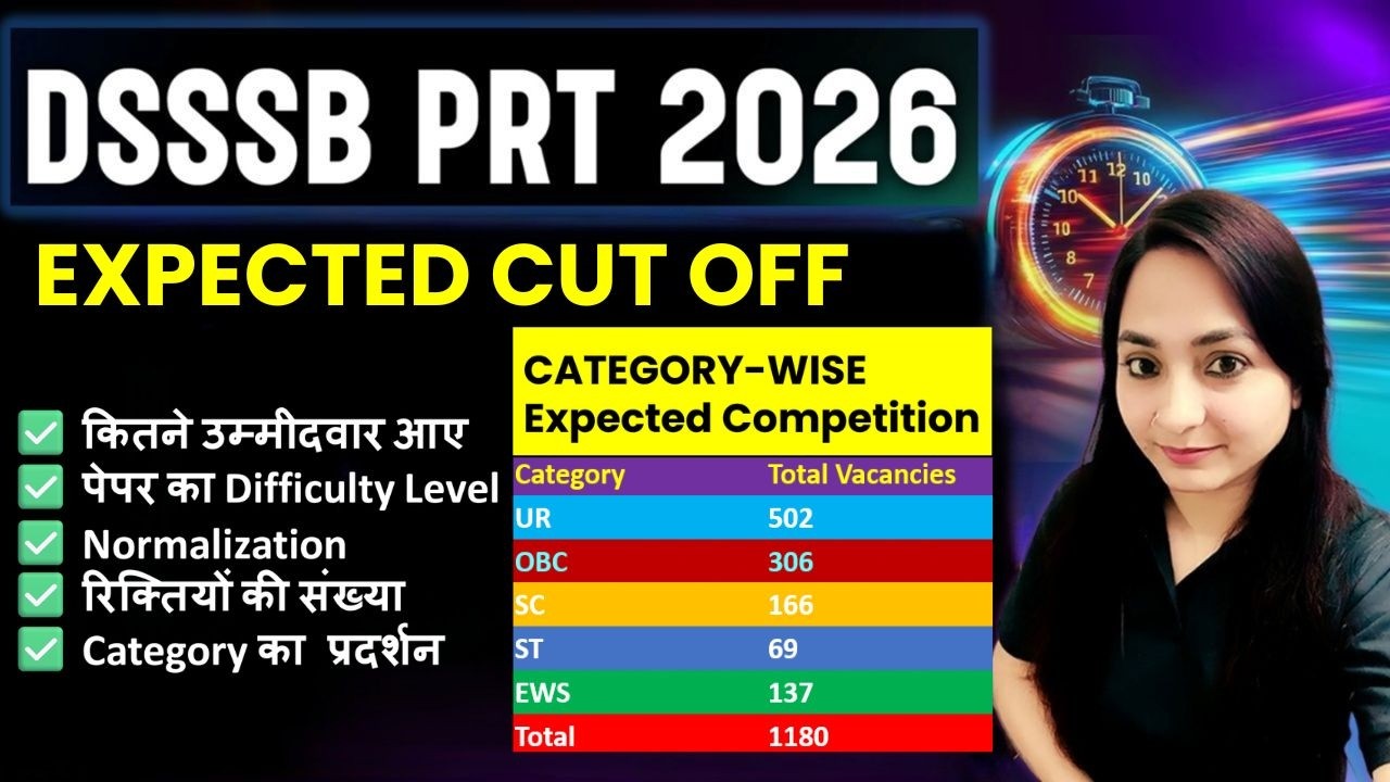 DSSSB PRT 2026 Expected Cut Off 🔥 | Category-Wise Analysis | UR/OBC/SC/ST/EWS | 1180 Vacancies