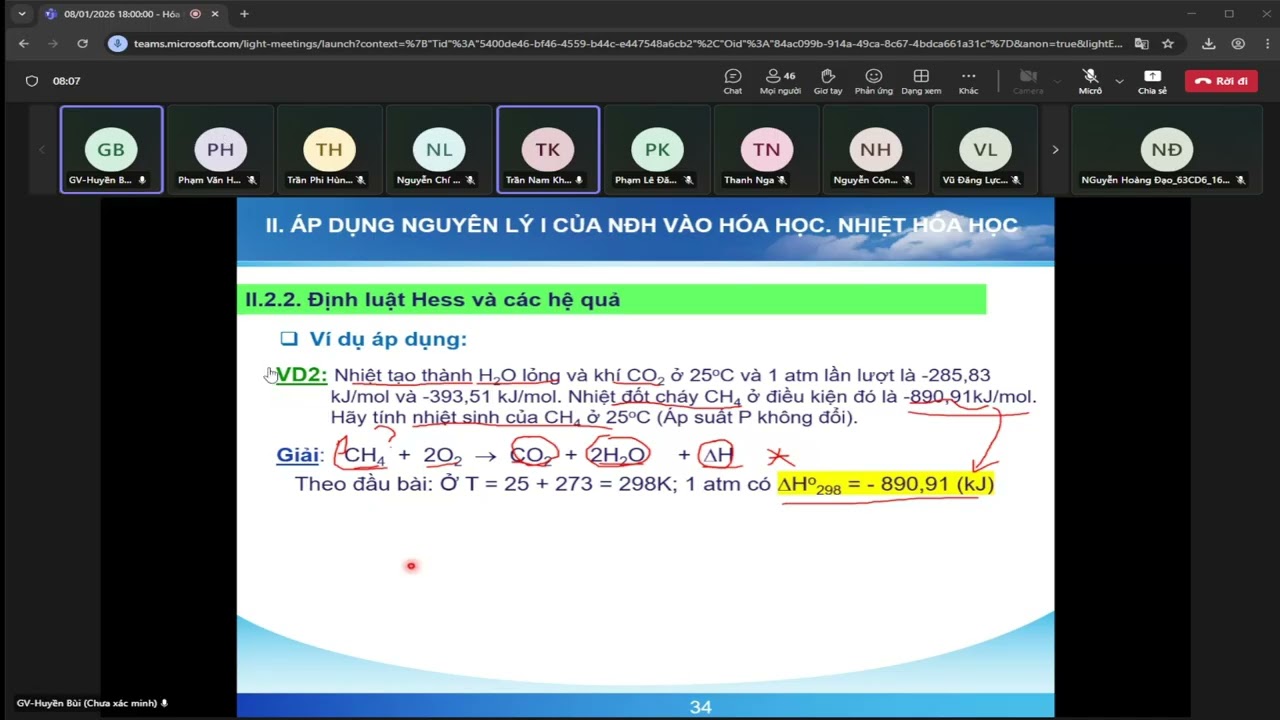 hoá đại cương học bù 8/1/2026