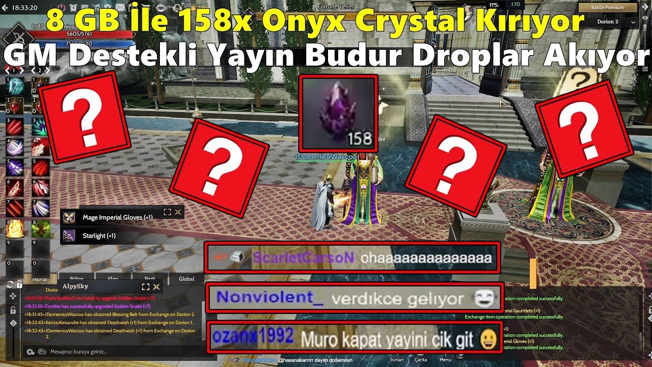 DomenicoWacco | 158x Onyx Crystal Kırıyor | GM Destekli Yayın Budur Droplar Akıyor :D | Rise Online