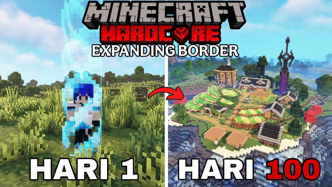 100 Hari Minecraft Hardcore Expanding Border