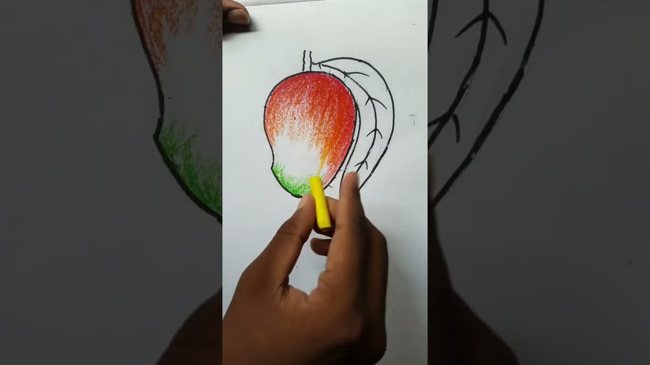 Easy mango drawing for kids 😍🥭 #drawing #shorts #fruitdrawing #viral