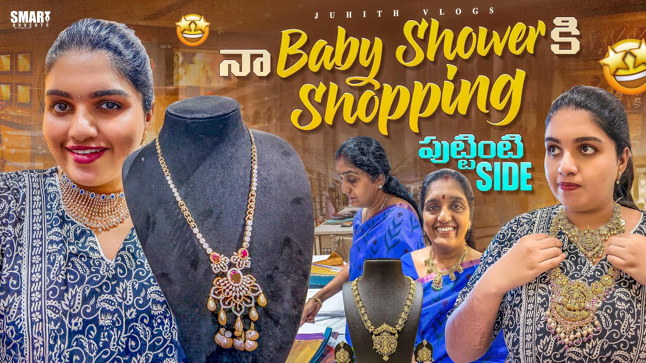 నా Baby Shower కోసం Huge Shopping🛍️from పుట్టింటి Side💕|Gold Jewellery,Sarees,Return Gifts & More|