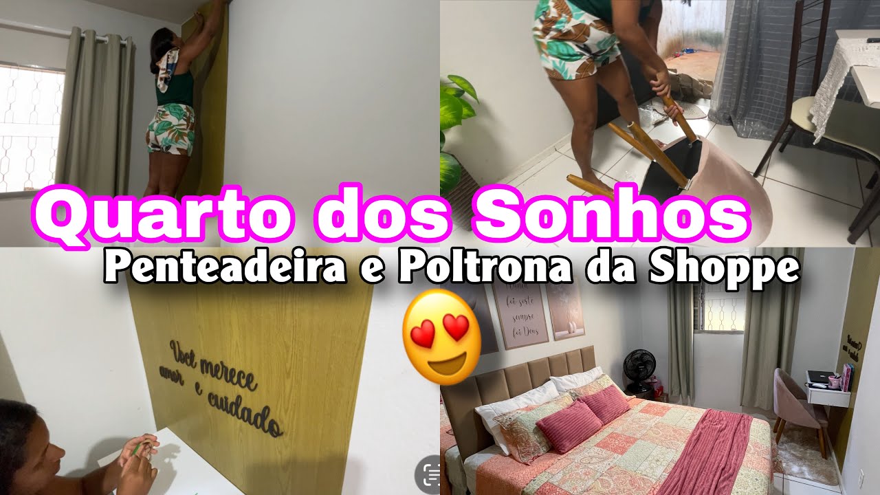 QUARTO DOS SONHOS 😍 Transforma&ccedil;&atilde;o INCR&Iacute;VEL || Penteadeira e Poltrona da Shopee 