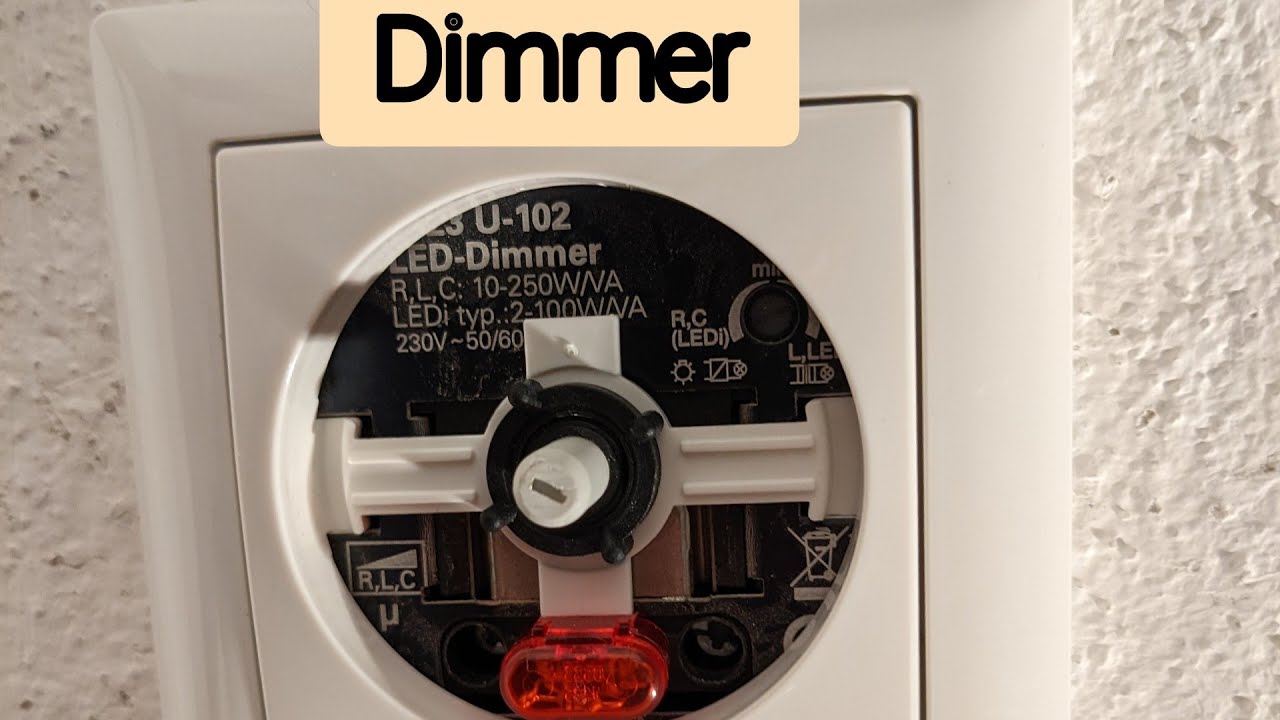 Montage Busch J&auml;ger 6523U102 Dimmschalter Dimmer, Einbau Dimmer mit Nachtlicht, Drehdimmer