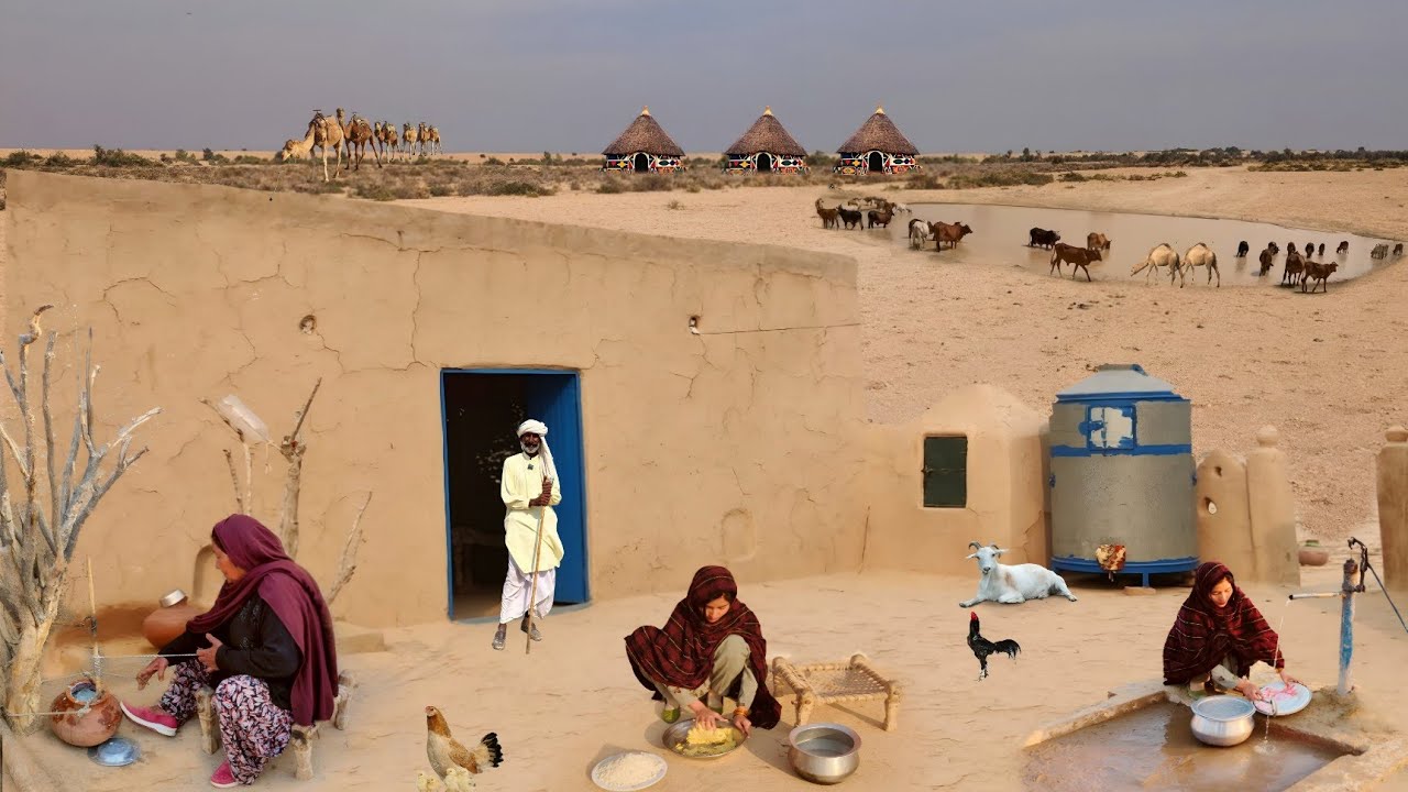 Village Women Morning Routine in Cholistan | Traditional Desert Village Life | Old Culture of Punjab