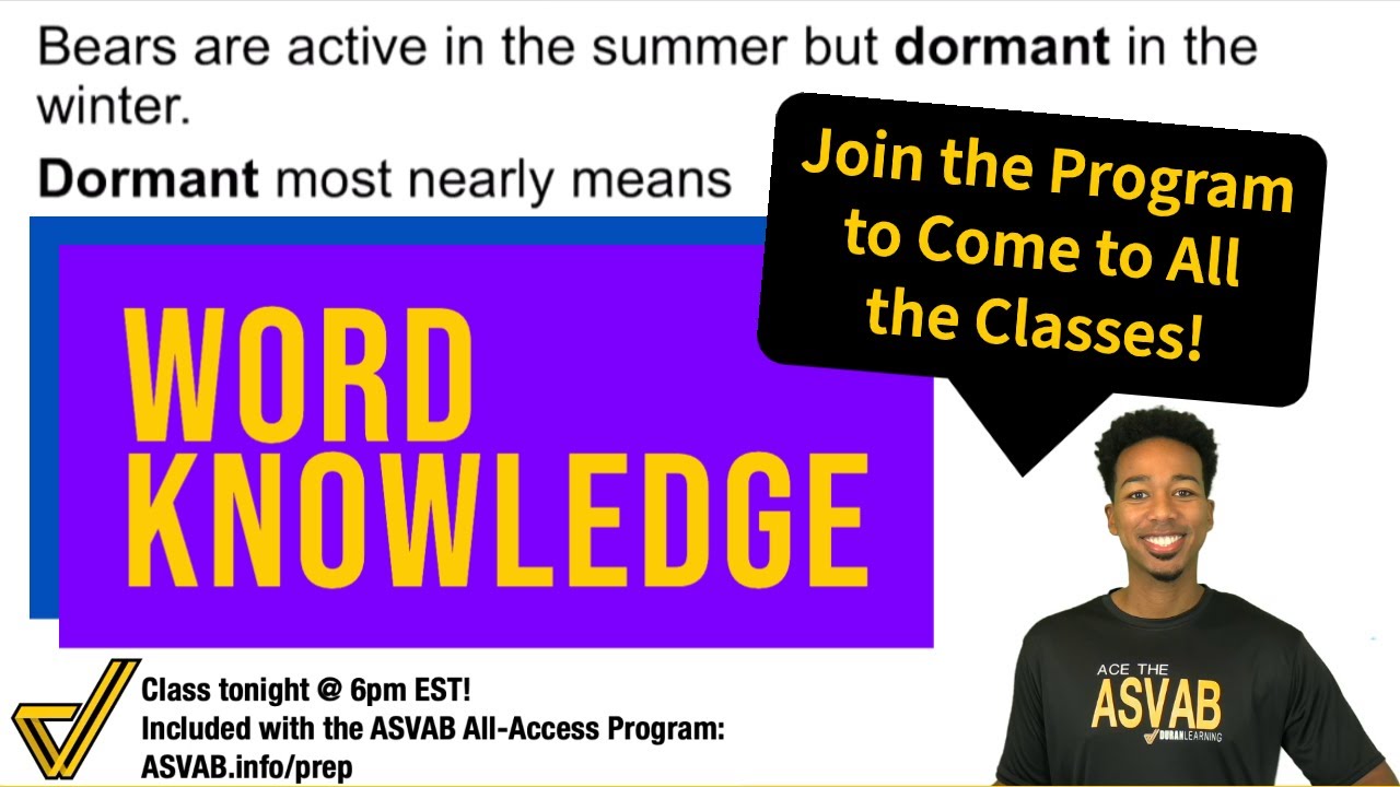 ASVAB AFQT Word Knowledge   How to Break Down Vocabulary Sentence Questions (Register for the Class)