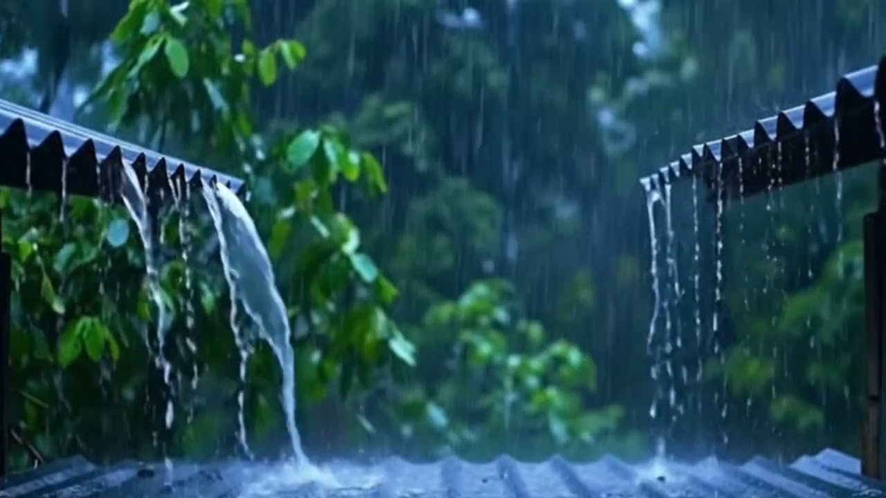 Tropical Rainstorm at Night 🌩️ Relaxing Thunder & Rain Sounds for Sleeping