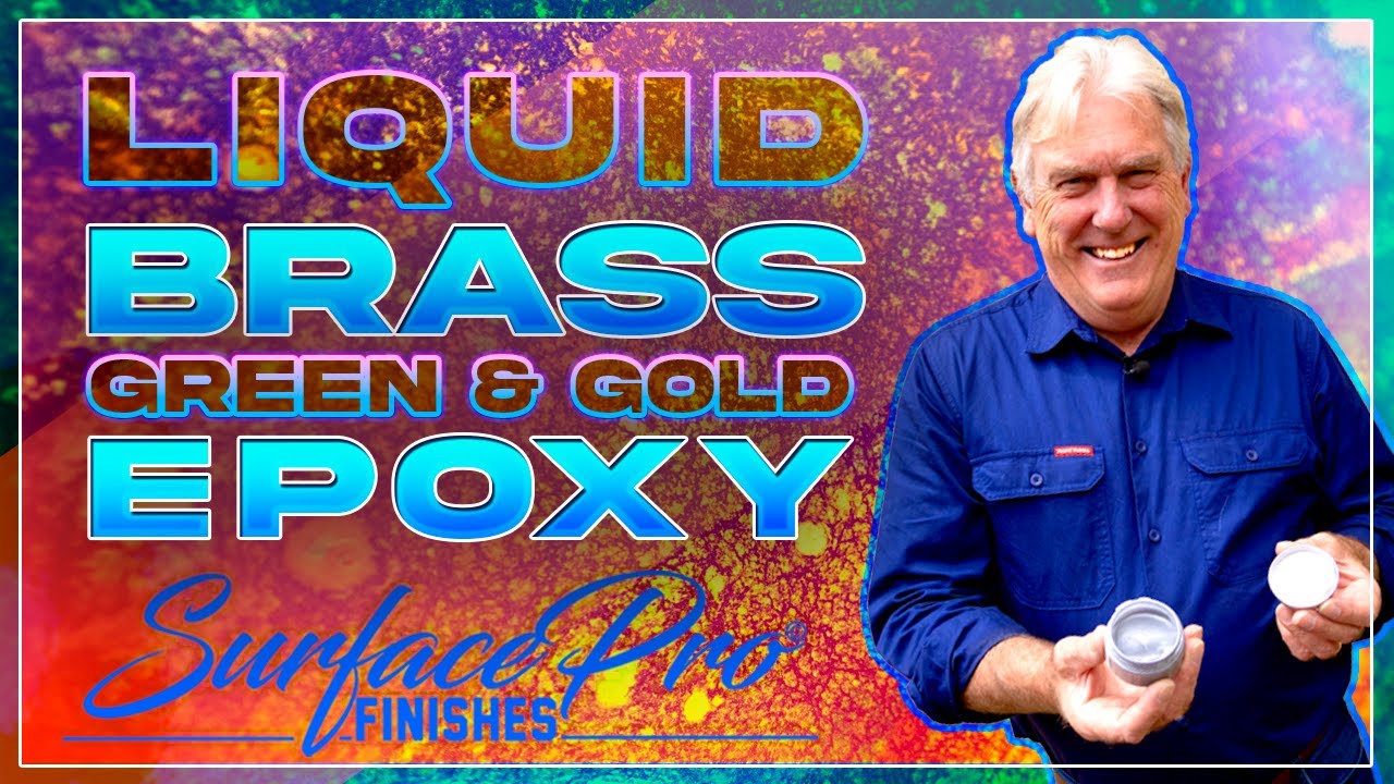 DIY Liquid Brass Epoxy kitchen countertop with Green & Gold