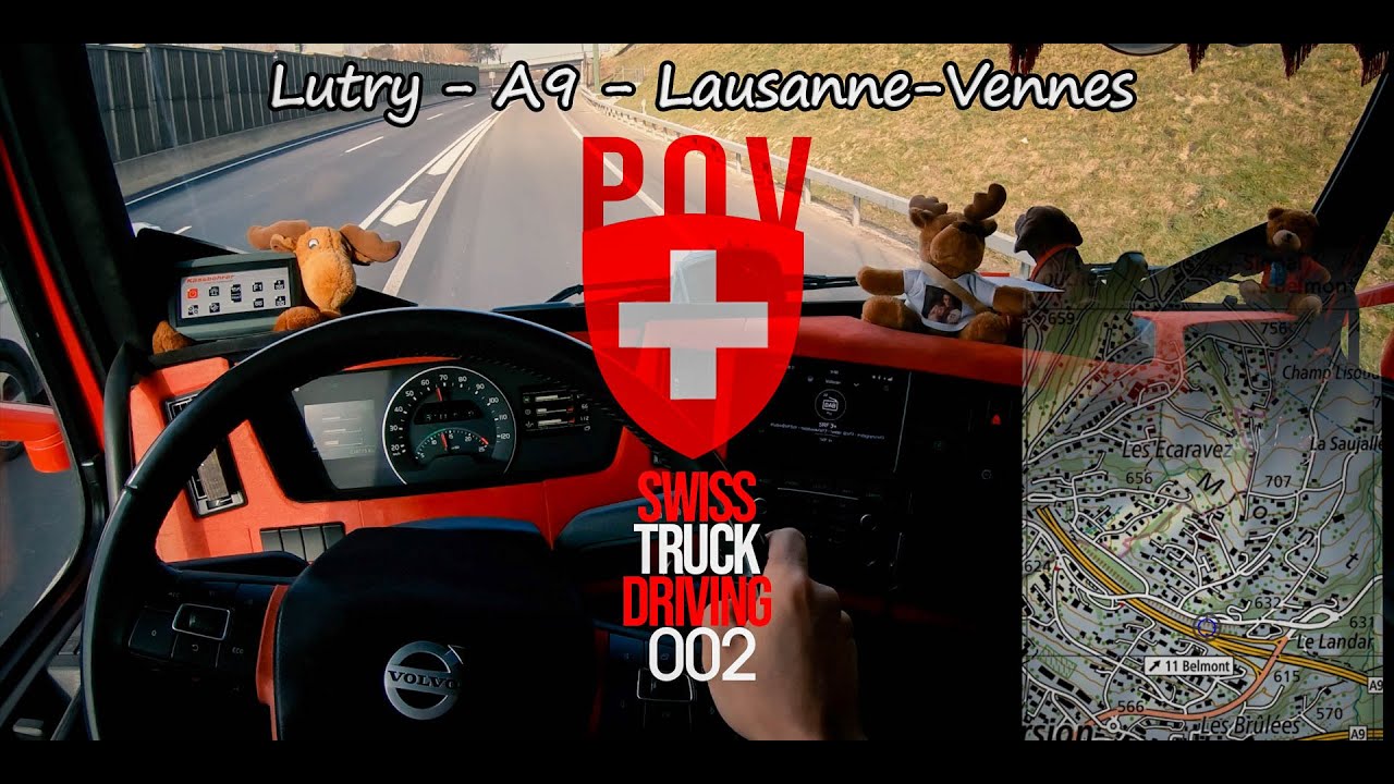 POV Swiss Truck Driving 002 I Romandie: Lutry - A9 - Lausanne-Vennes I Volvo FM4 I Uncut
