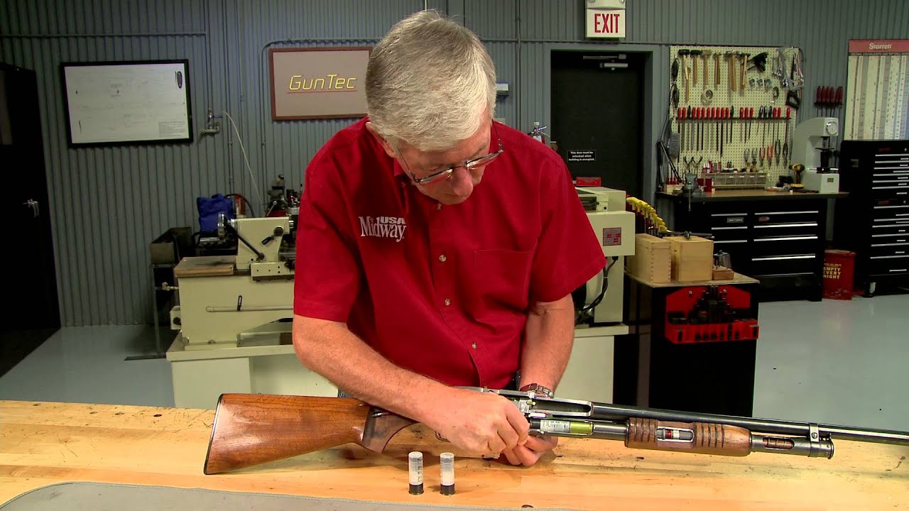 Разрез и цикл работы винтовки Winchester Model 12