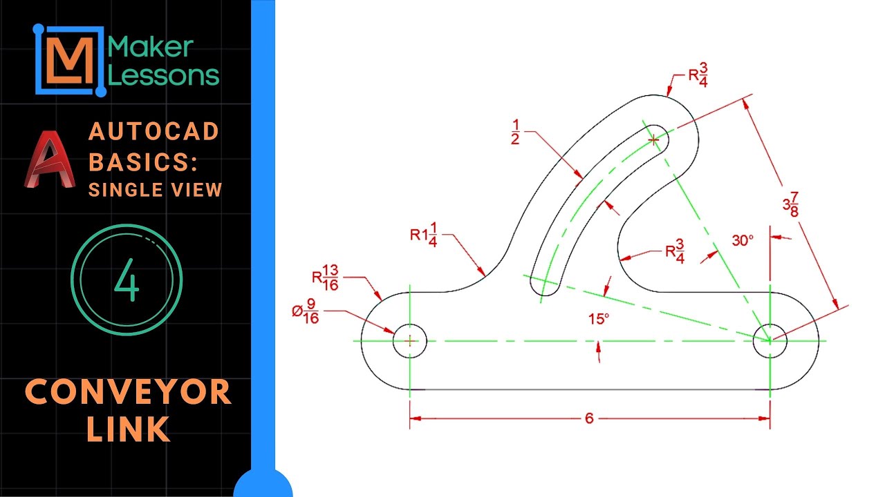 Изучите AutoCAD: единый вид — №4 Конвейерное звено