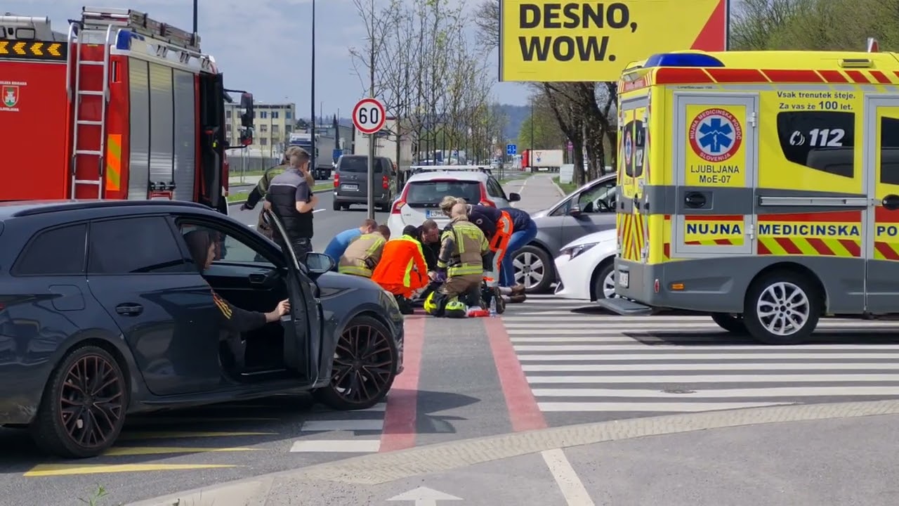 Ljubljana Fire Brigade and EMS respond for bike trafic accident