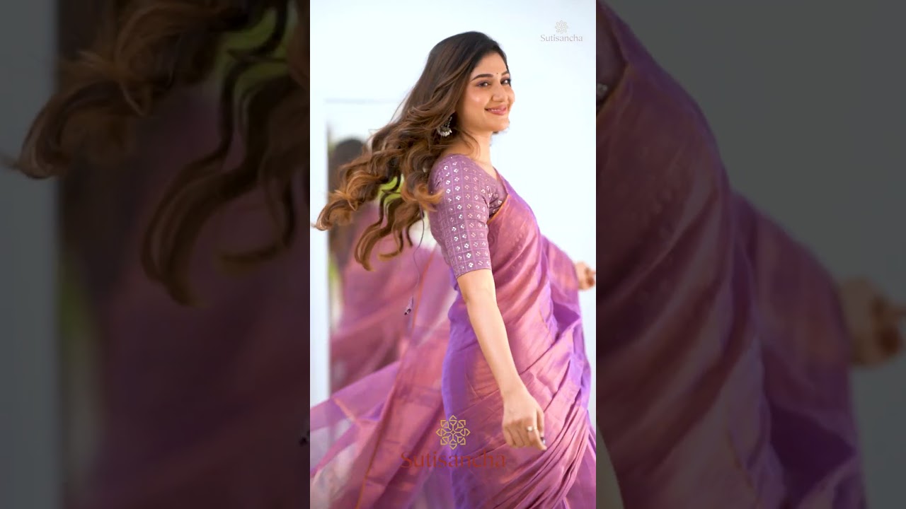 Sutisancha Blush Pink Handloom Tissue Saree With Designer Blouse