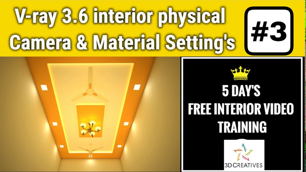 Vray 3.6 interior physical camera and material setting hindi 3dsmax tutorial