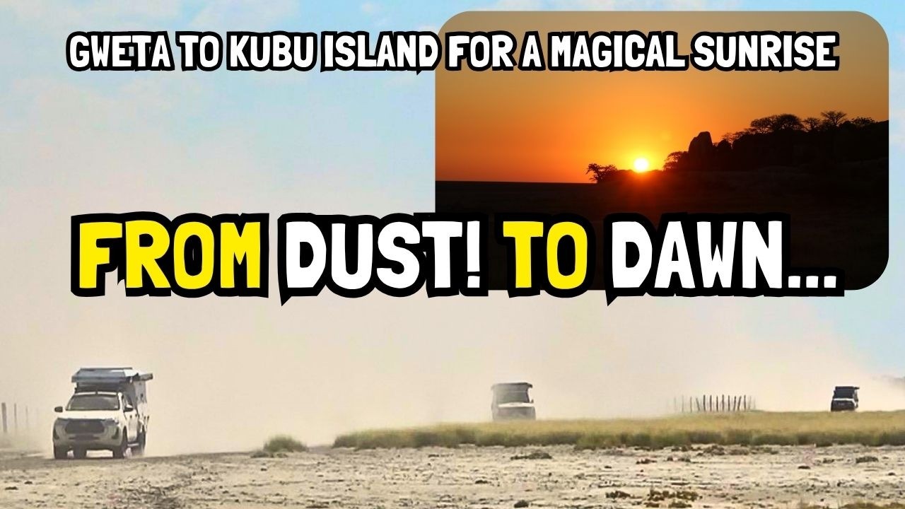 Dusty Drive for a Kubu Island Sunrise #makgadigadi #botswana #safari #overlanding Ep17