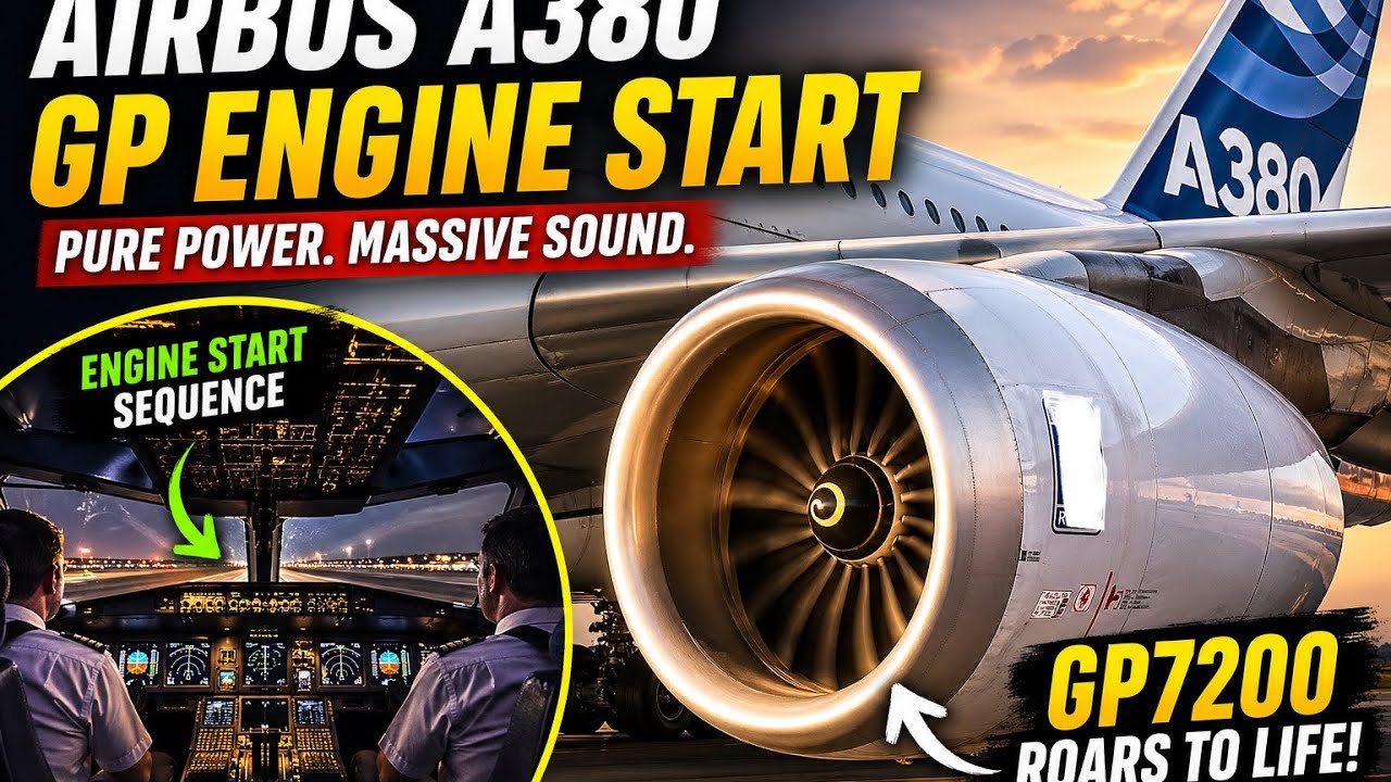 Airbus A380 Engine Startup with amazing sounds (Engine 1&2 idling at the end)