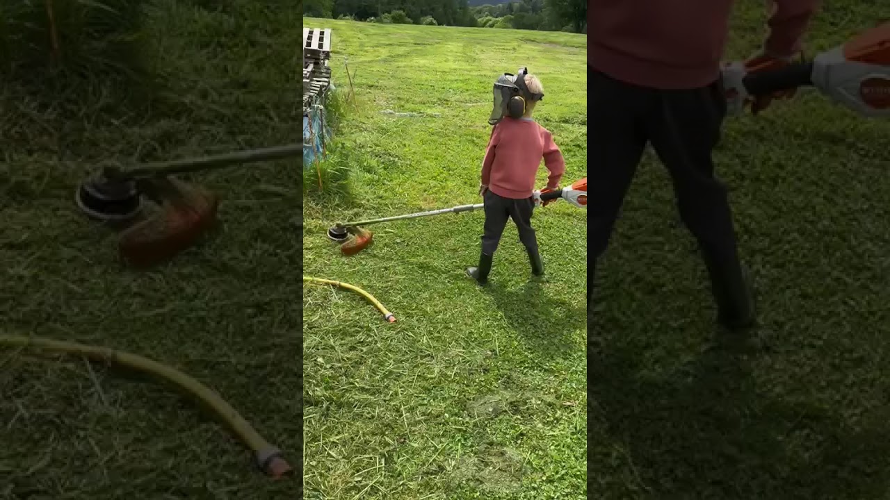 premi&egrave;re utilisation de la d&eacute;broussailleuse, excellente prise en main pour notre jardinier en herbe!