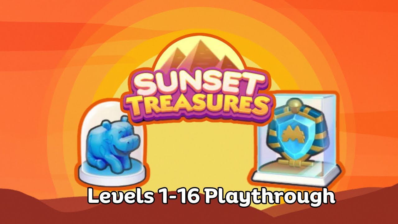 Sunset Treasures Monopoly Go Play through Levels 1-16 March 2024