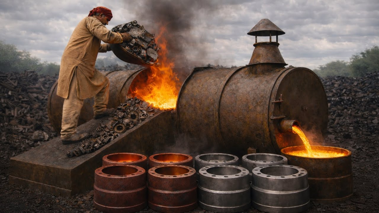 Amazing Process of Scrap Metal Recycling into Heavy Truck Brake Drum Manufacturing 
