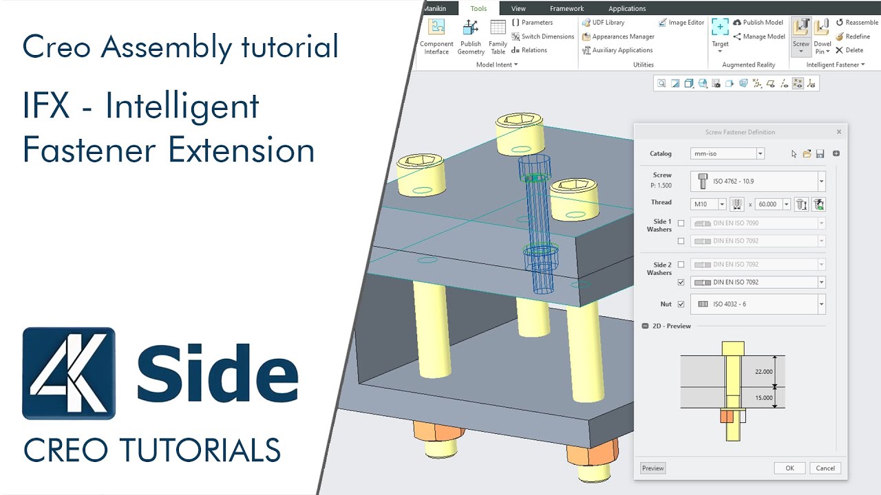 Creo IFX - How to use Creo IFX | Creo Intelligent Fastener to assemble screws or dowel pins faster