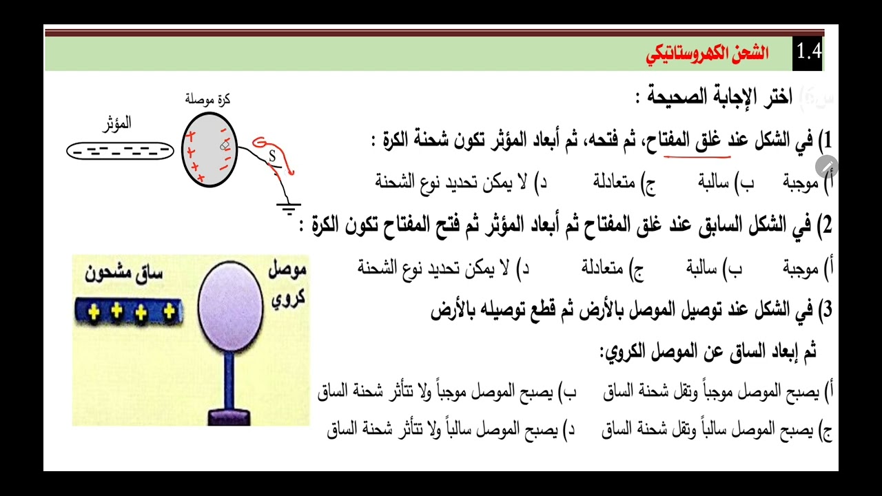 تمارين على طرق الشحن الكهروستاتيكي