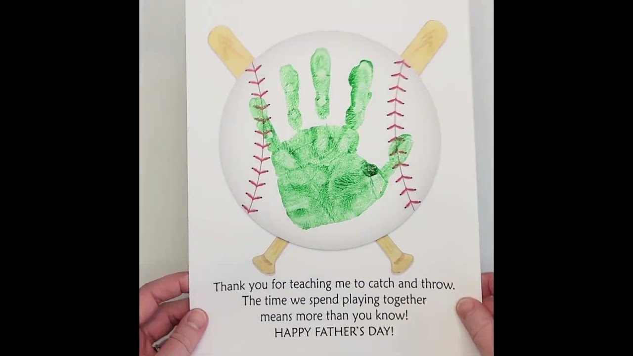 Father's Day Gift, Handprint Art Project, Handprint Craft Baseball Dad Gift, Fathers Day card #craft