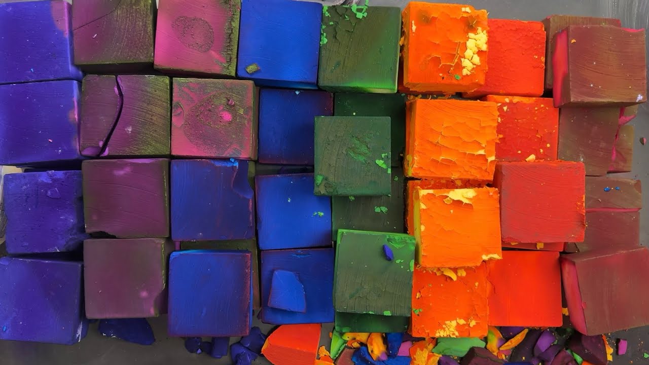 **SPED UP** Mega RAINBOW Dyed Chalk Crush for 200k on Youtube!!