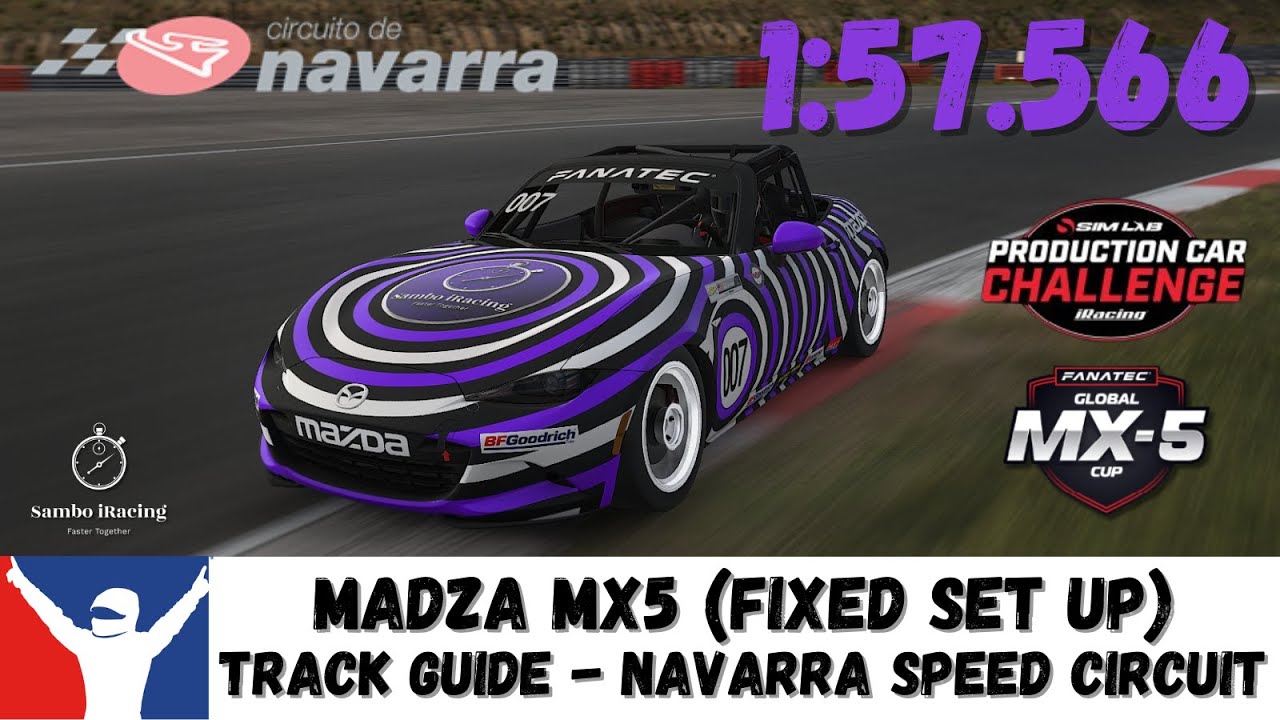 iRacing Mazda MX5 - Navarra Speed Circuit - 1:57.566 - Track Guide