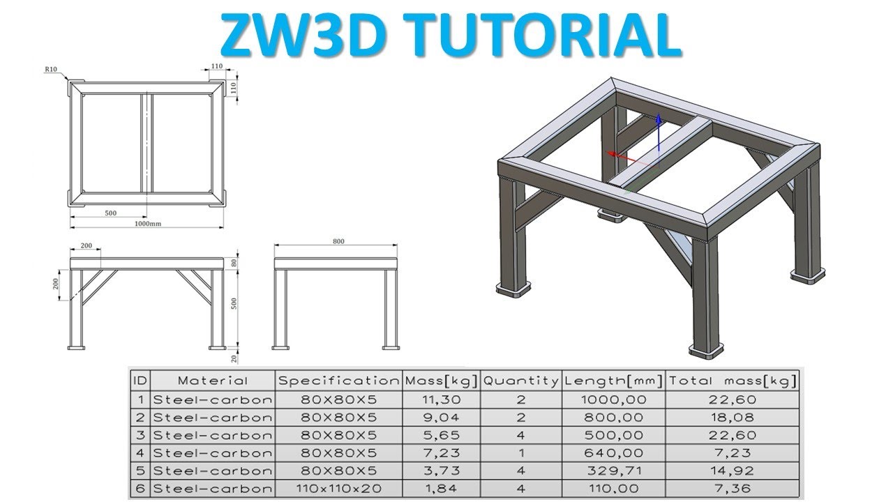 ZW3D Tutorial 57 | Designing Frame Structure Basic Beginners