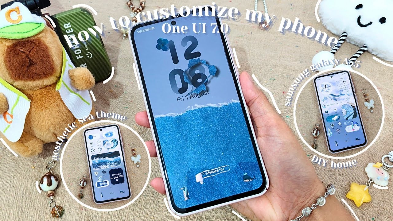 how to customize my phone (Samsung)🐬| step-by-step, aesthetic sea theme, updated to One UI 7.0🐳🌊