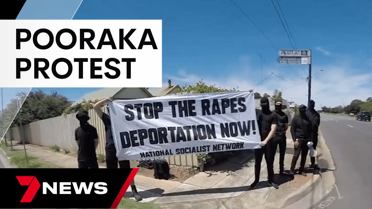 Disturbing neo-Nazi protest targets released immigration detainees at Pooraka | 7 News Australia