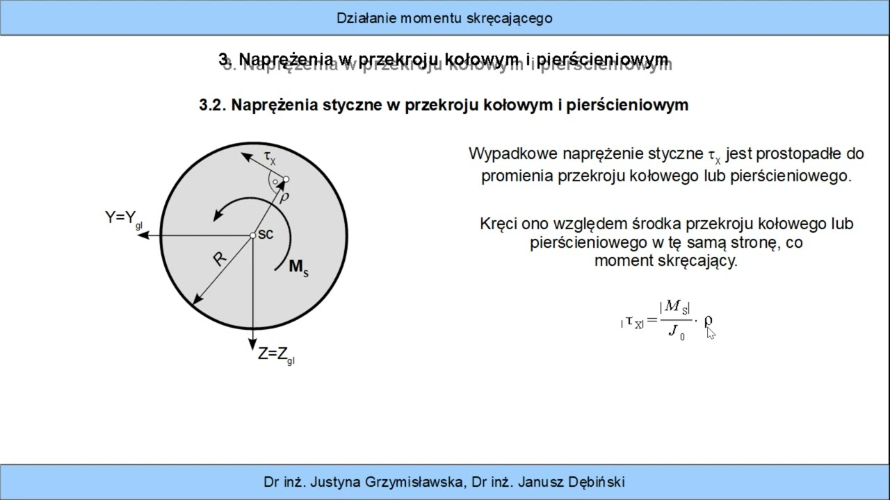 8.3. Naprężenia w przekroju kołowym i pierścieniowym