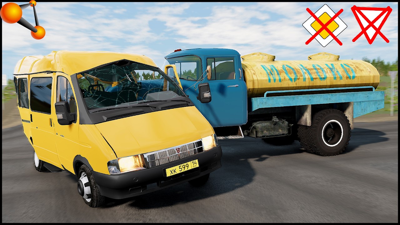 МАРШРУТКА БЕЗ ПРАВИЛ ПДД! СТРАШНО! - BeamNg Drive