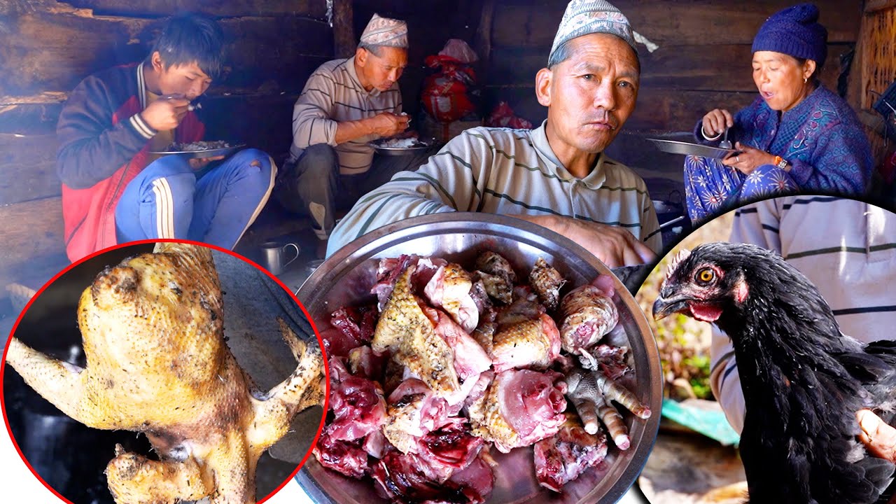 jungle man family cooking local chicken curry || @junglefamilycooking