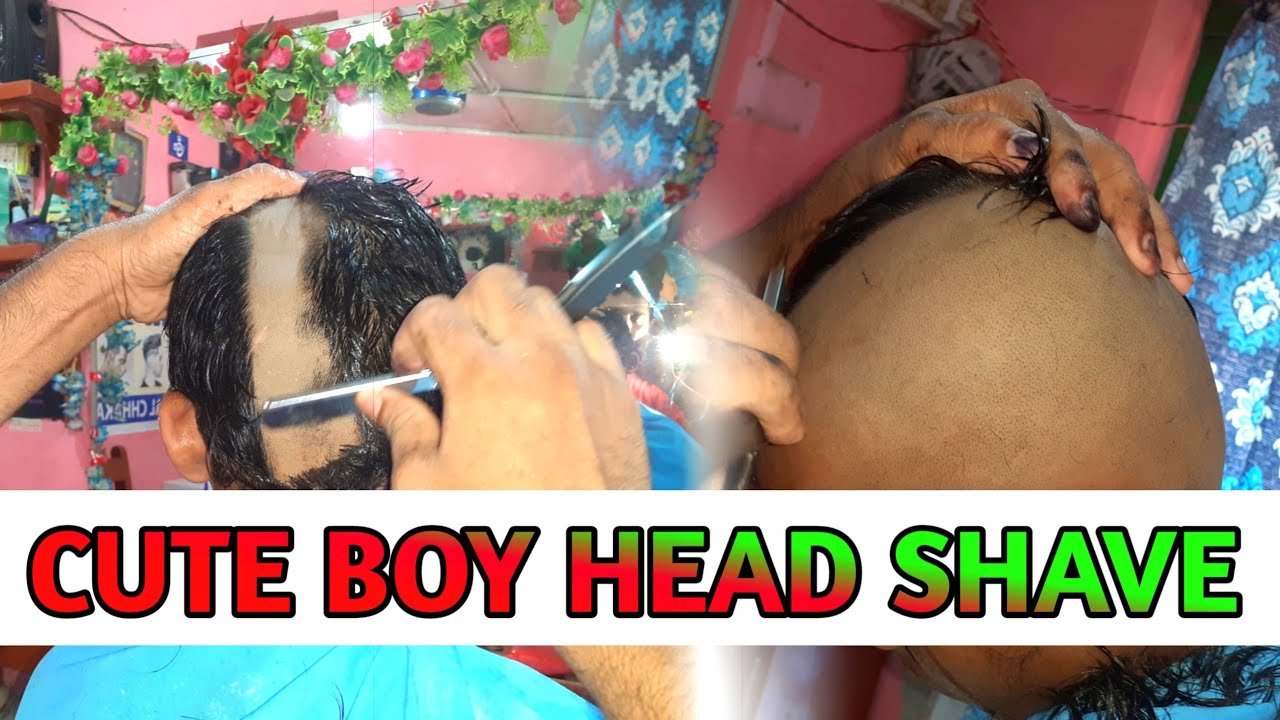 Summer Season Head shave Tutorial Step by step || With Straight Razor For Cute Boy..