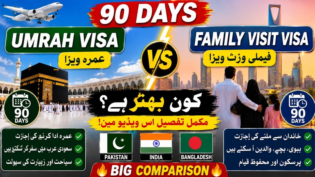 💥 Saudi 90 Days Family Visa Ya Umrah Visa? Har Saudi Jane Wale Ko Pata Hona Chahiye! 🇸🇦🔥