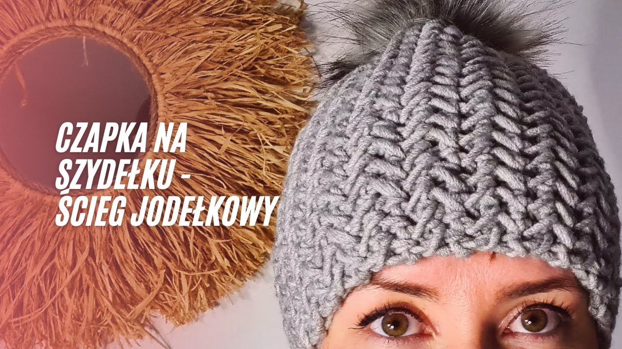 Czapka na szydełku, wzór jodełkowy. Crochet herringbone stitch beanie hat.