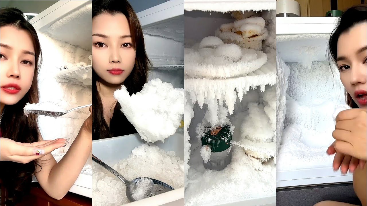 SOLO SUN GIRL / ASMR WHITE ICE EATING / FREZEER FROST EATING