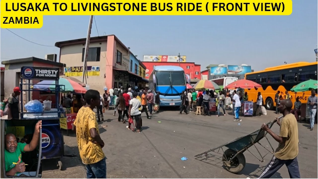 LUSAKA TO LIVINGSTONE BUS RIDE |  FRONT VIEW | 10 HOURS | ZAMBIA - 8